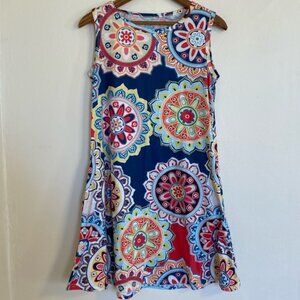 Women’s Multicolor Retro Patterned Sleeveless Lightweight Dress With Pockets